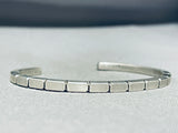 Brickwall Hand Etched Vintage Native American Navajo Sterling Silver Stacker Bracelet-Nativo Arts