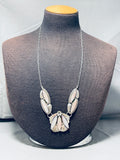 Breathtaking Vintage Native American Zuni Mother Of Pearl Sterling Silver Necklace Signed-Nativo Arts