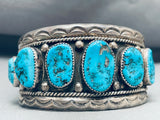 Henry Roanhorse Vintage Native American Navajo Turquoise Sterling Silver Bracelet-Nativo Arts