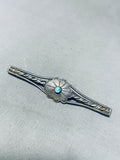 Wonderful Vintage Native American Navajo Blue Gem Turquoise Silver Flower Pin-Nativo Arts