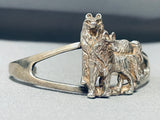 Native American Wild Coyote Vintage Sterling Silver Bracelet Cuff-Nativo Arts