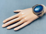 One Of The Best Ever Huge Domed Azurite Sterling Silver Gold Bracelet-Nativo Arts
