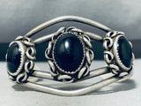 Signed Vintage Native American Navajo Black Onyx Sterling Silver Bracelet-Nativo Arts