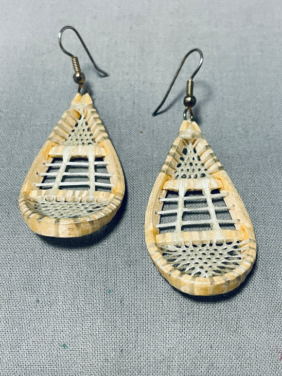 Completely Unique Vintage Inuit Sterling Silver Snowshoe Earrings-Nativo Arts
