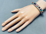 6 Inch Wrist Vintage Native American Navajo Turquoise Inlay Sterling Silver Bracelet-Nativo Arts