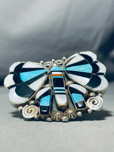 The Biggest Best Vintage Native American Navajo Butterfly Turquoise Sterling Silver Ring-Nativo Arts