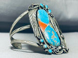 One Of The Most Unique Vintage Native American Navajo Turquoise Coral Sterling Silver Bracelet-Nativo Arts