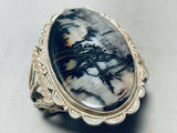 Mystic Night Vintage Native American Navajo Sterling Silver Agate Bracelet Cuff-Nativo Arts