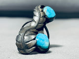 Interesting Vintage Native American Navajo Morenci Turquoise Sterling Silver Ring-Nativo Arts