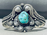 Ornate Vintage Native American Navajo Old Kingman Turquoise Sterling Silver Bracelet-Nativo Arts
