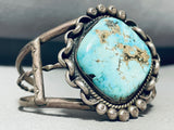 Interlocking Bezel!! Vintage Native American Navajo Turquoise Sterling Silver Bracelet-Nativo Arts