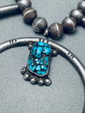One Of Most Fab Vintage Native American Navajo Turquoise Sterling Silver Squash Blossom Necklace-Nativo Arts