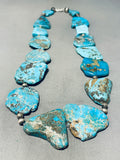 200 Gram Vintage Native American Navajo Morenci Old Kingman Turquoise Sterling Silver Necklace-Nativo Arts