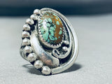 Impressive Vintage Native American Navajo Frogskin Turquoise Sterling Silver Ring-Nativo Arts