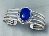 Stunning Vintage Native American Navajo Dome-shaped Midnight Lapis Sterling Silver Bracelet-Nativo Arts