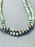 Stunning Native American Navajo Green Turquoise Heishi Sterling Silver Necklace-Nativo Arts