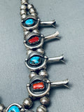 James Henderson Vintage Native American Navajo Turquoise Sterling Silver Squash Blossom Necklace-Nativo Arts