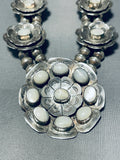 Flower Pearl!! Vintage Native American Navajo Sterling Silver Squash Blossom Necklace-Nativo Arts