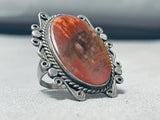 Red Purple Vintage Native American Navajo Petrified Wood Sterling Silver Ring Old-Nativo Arts