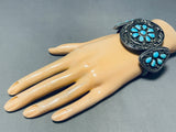 Gasp!! Vintage Native American Navajo Turquoise Sterling Silver Slag Bracelet Old-Nativo Arts