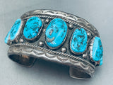 Henry Roanhorse Vintage Native American Navajo Turquoise Sterling Silver Bracelet-Nativo Arts