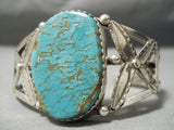 Opulent Vintage Native American Navajo X Flank Royston Turquoise Sterling Silver Bracelet-Nativo Arts