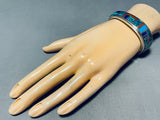 Wil Yazzie Vintage Native American Navajo 6' Wrist Sterling Silver Inlay Turquoise Bracelet-Nativo Arts