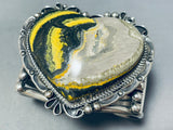 Nez Heart Of Jasper Native American Navajo Sterling Silver Bracelet 138 Grams-Nativo Arts