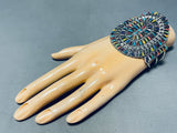 Unrivaled Native American Zuni Turquoise Multi Petit Point Sterling Silver Bracelet-Nativo Arts