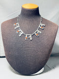 Incomparable Vintage Native American Navajo Coral Sterling Silver Kachina Necklace-Nativo Arts