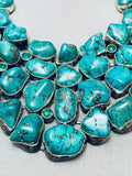 One Of Most Incredible Ever Vintage Native American Navajo Turquoise Sterling Silver Necklace-Nativo Arts