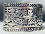 Heavy 95 Grams Vintage Native American Navajo Hand Tooled Sterling Silver Concho Bracelet Cuff-Nativo Arts