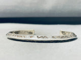 Impressive Vintage Laguna Native American Zuni Signed Sterling Silver Handstamped Cuff-Nativo Arts