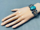 Butterfly Flanks Vintage Native American Navajo Turquoise Sterling Silver Bracelet-Nativo Arts