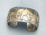 Golden Bear Vintage Native American Navajo Sterling Silver Bracelet Cuff-Nativo Arts