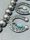 214 Gram Horseshoe Vintage Native American Navajo Sterling Silver Squash Blossom Necklace-Nativo Arts