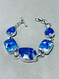 Breathtaking Native American Navajo Lapis Sterling Silver Link Bracelet-Nativo Arts