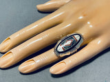 One Of The Most Unique Ever Vintage Native American Navajo Turquoise Inlay Sterling Silver Ring-Nativo Arts