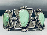 Sturdy Vintage Native American Navajo Green Turquoise Sterling Silver Bracelet-Nativo Arts