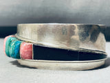 6 Inch Wrist Vintage Native American Navajo Signed Turquoise Sterling Silver Inlay Bracelet-Nativo Arts