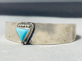 Unique Vintage Native American Navajo Blue Gem Turquoise Sterling Silver Bracelet Signed-Nativo Arts