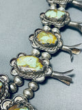 300 Gram Vintage Native American Navajo Green Turquoise Sterling Silver Squash Blossom Necklace-Nativo Arts