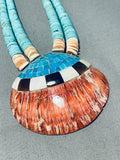 Native American Unbelievable Vintage Santo Domingo Blue Gem Turquoise, Shell Necklace-Nativo Arts