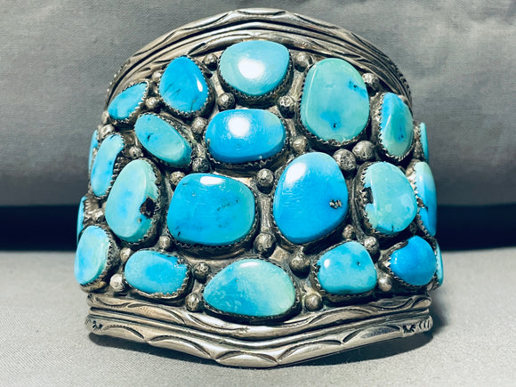 117 Grams Powerful Vintage Native American Navajo Turquoise Sterling Silver Bracelet-Nativo Arts