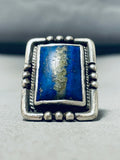 One Of The Best Vintage Native American Navajo Midnight Lapis Sterling Silver Ring-Nativo Arts