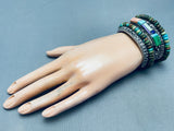 237 Grams! 6' Wrist Vintage Navajho Green Turquoise Sterling Silver Bracelet-Nativo Arts