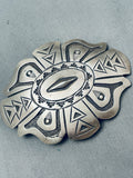 Hem Brown Vintage Native American Navajo Heavy Detailed Sterling Silver Buckle-Nativo Arts