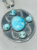 Massive Vintage Native American Navajo Turquoise Sterling Silver Necklace Old-Nativo Arts