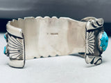 Heavy 113 Grams Vintage Native American Zuni Turquoise Sterling Silver Bracelet-Nativo Arts