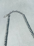 Native American Womens Green Turquoise Vintage Sterling Silver Squash Blossom Necklace